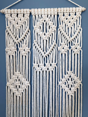 
            
                Load image into Gallery viewer, Macrame Wall Hanging, Three Panel, close up
            
        